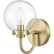 Fairbanks Sconce Wall Light in Clear Glass, Brushed Gold