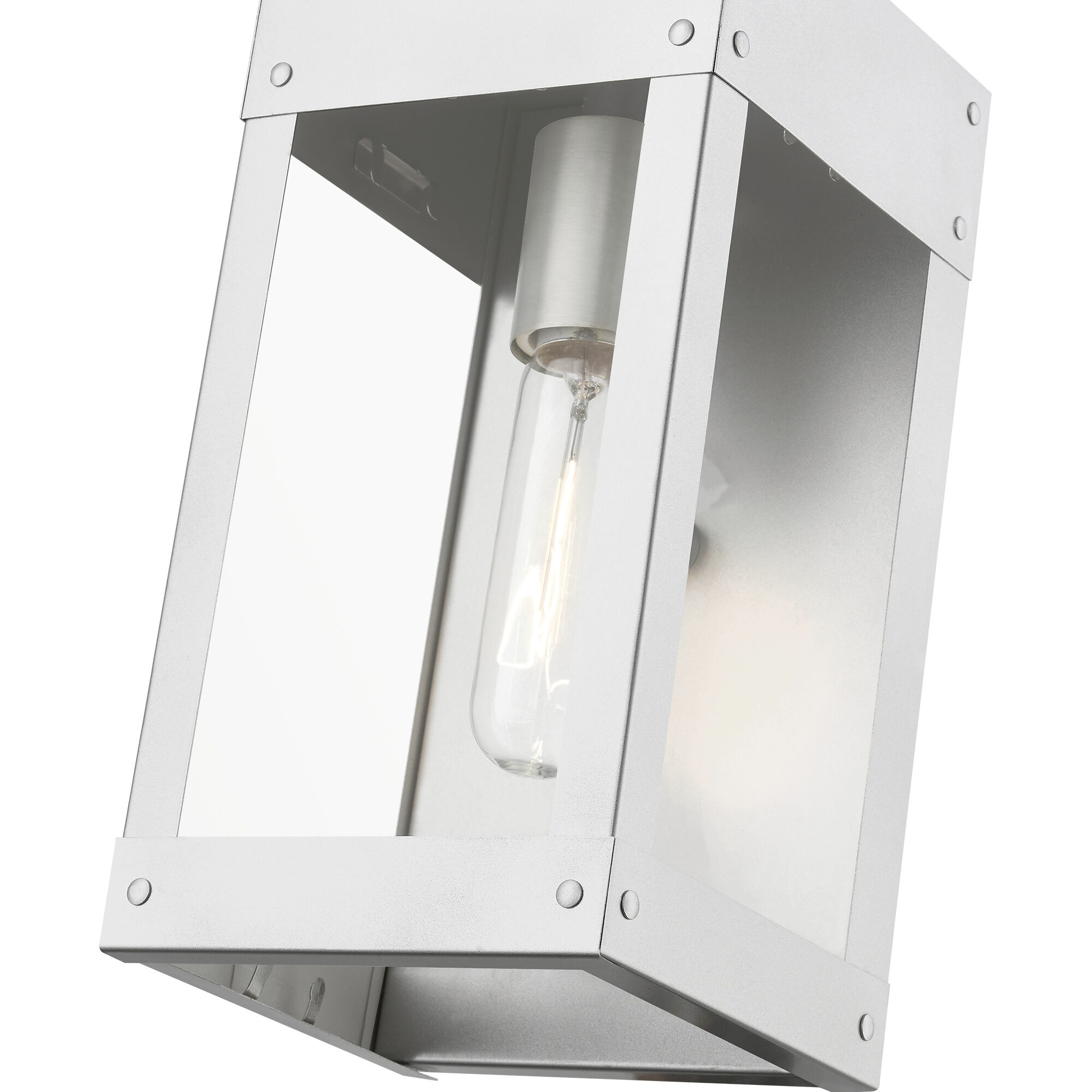 Barrett 1 Light 10 inch Painted Satin Nickel with Brushed Nickel Candle Outdoor Wall Lantern