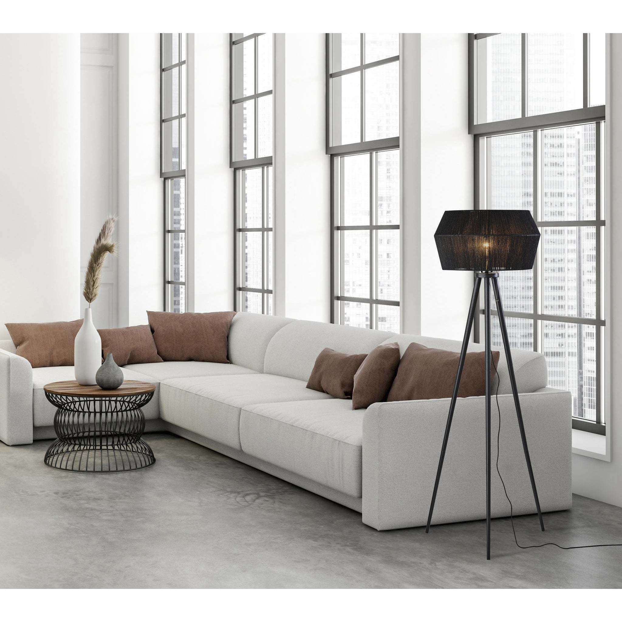 Montana 61 inch 150.00 watt Black Wood Floor Lamp Portable Light