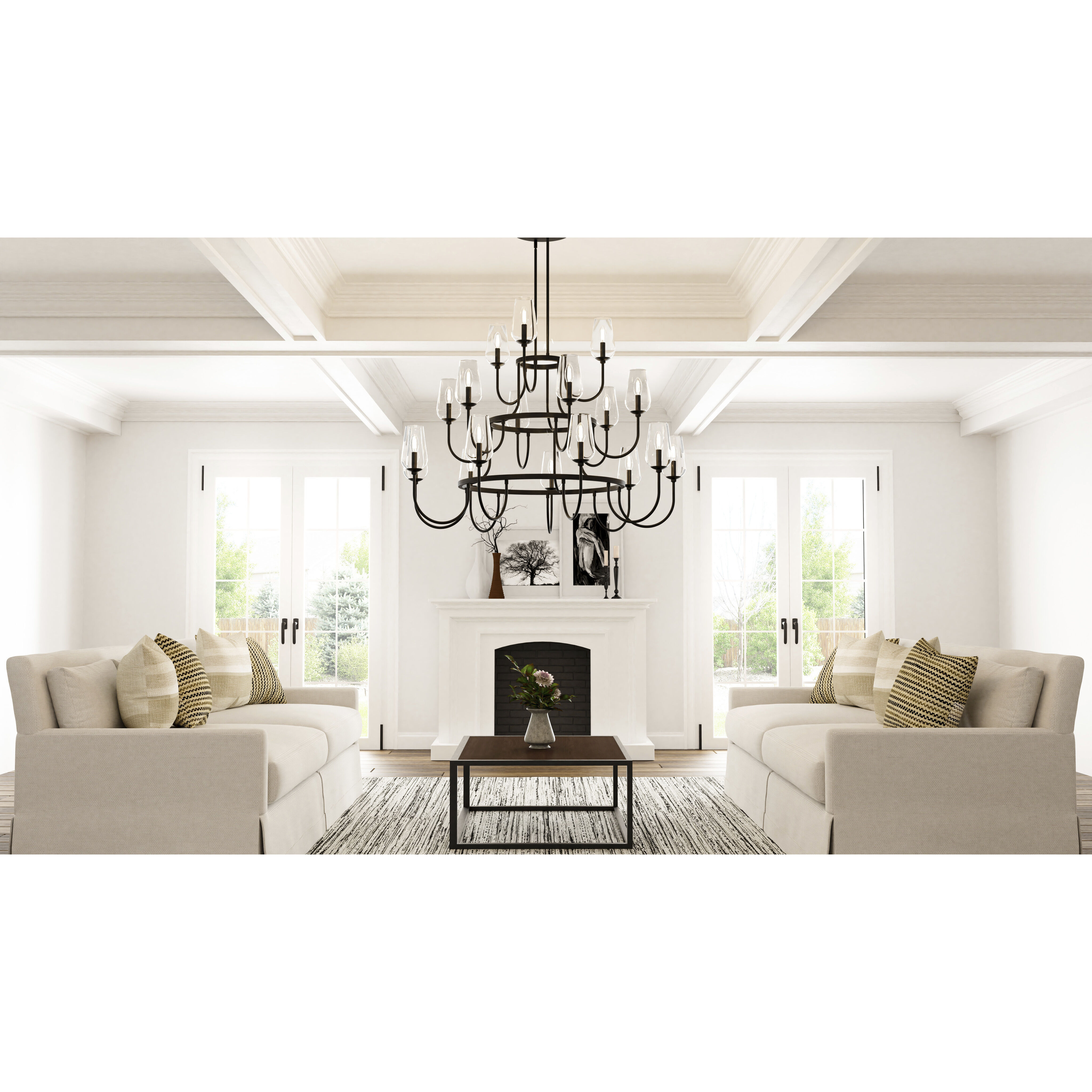 Viscount 18 Light 48 inch Matte Black Chandelier Ceiling Light