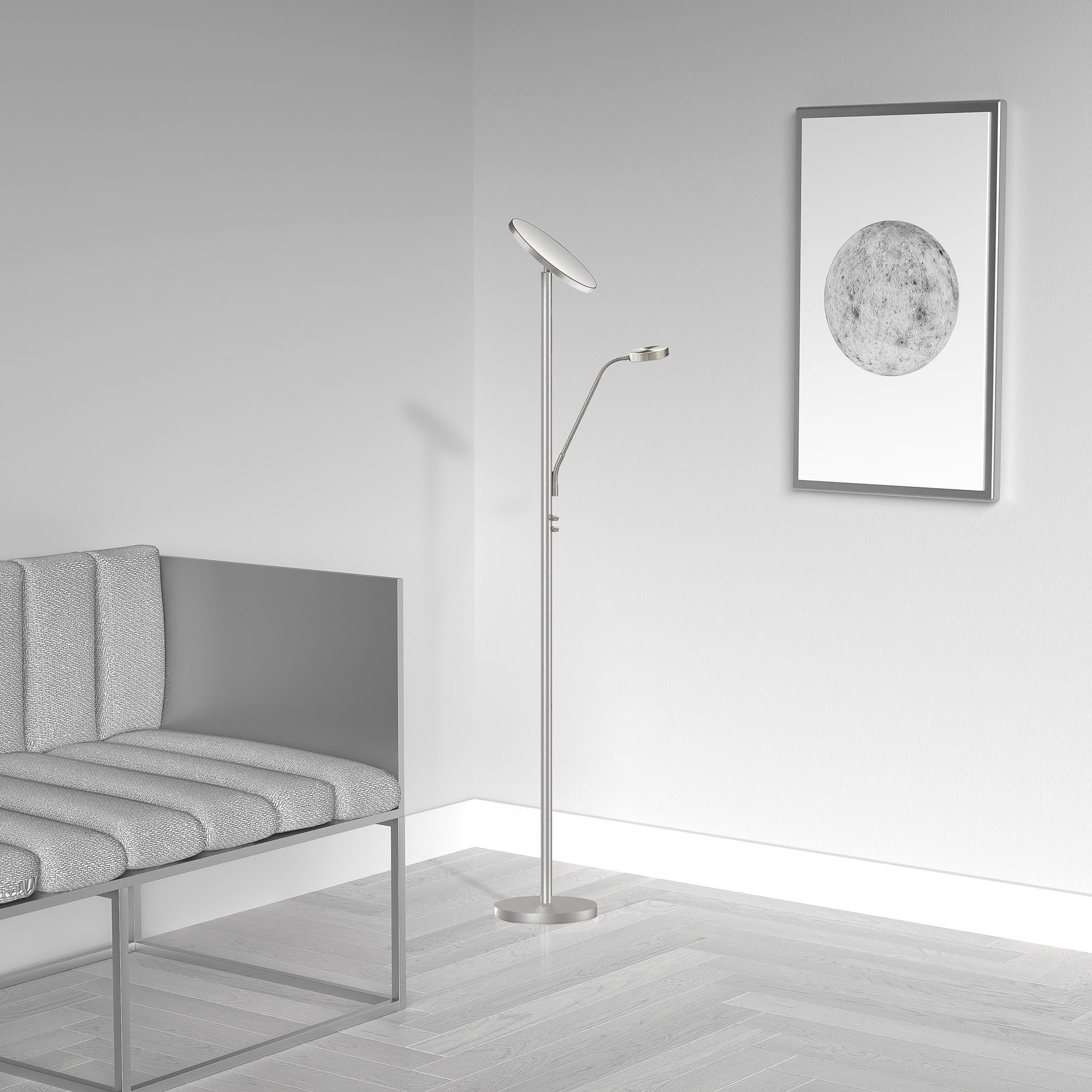 Modern 72 inch 30.00 watt Satin Nickel Task Floor Lamp Portable Light, Task