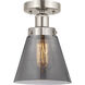 Cone 1 Light 6.5 inch Brushed Satin Nickel Semi-Flush Mount Ceiling Light