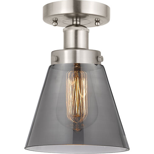 Cone 1 Light 6.5 inch Brushed Satin Nickel Semi-Flush Mount Ceiling Light