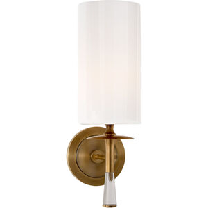 AERIN Drunmore 1 Light 4.5 inch Hand-Rubbed Antique Brass with Crystal Single Bath Sconce Wall Light in White Glass
