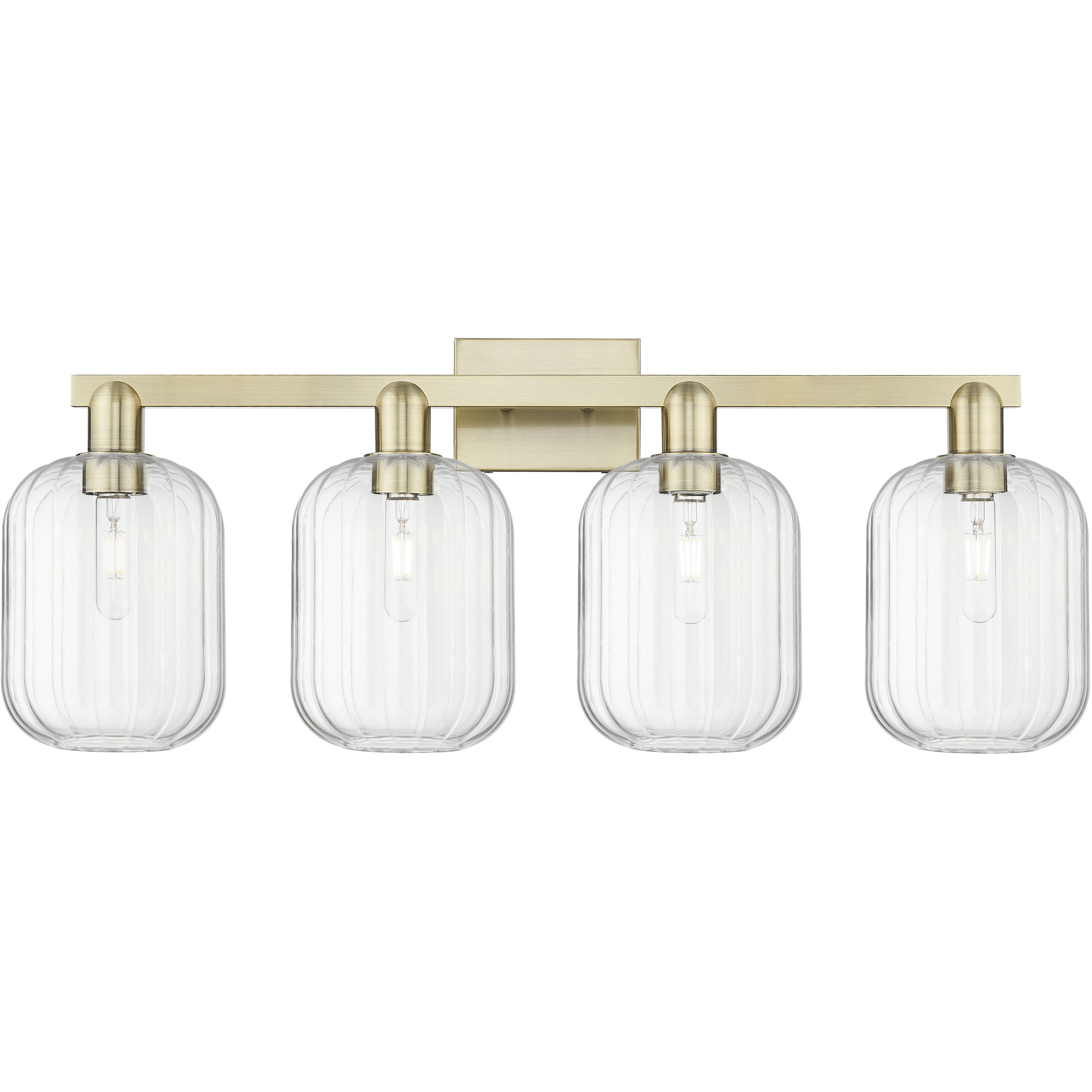 Preston 4 Light 36 inch Antique Brass Bath Vanity Light Wall Light in Clear Glass