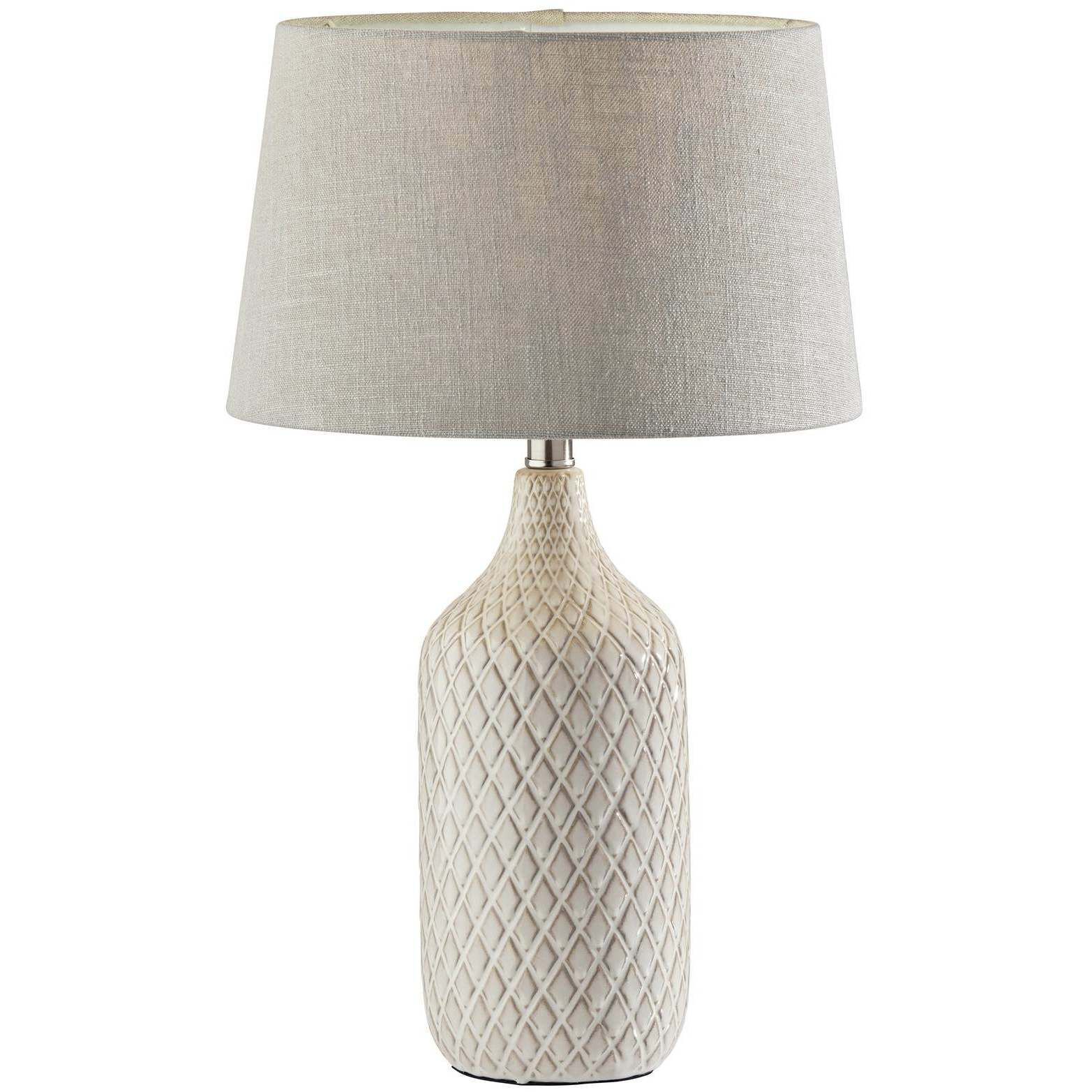 Kathryn 22.75 inch 100.00 watt Off-White / Grey / Natural Textured Ceramic Table Lamp Portable Light, Simplee Adesso