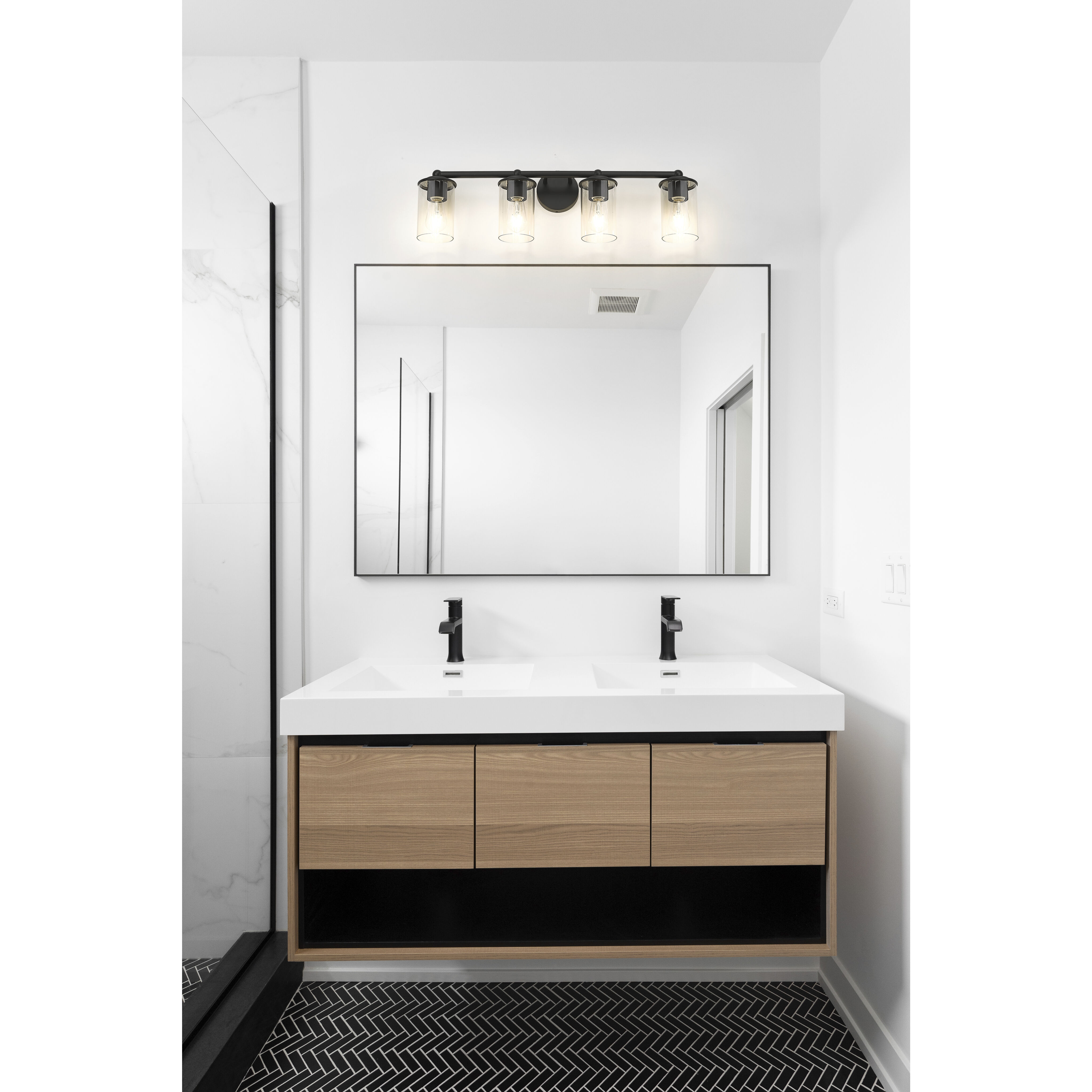 Thayer 4 Light 30.75 inch Matte Black Vanity Wall Light