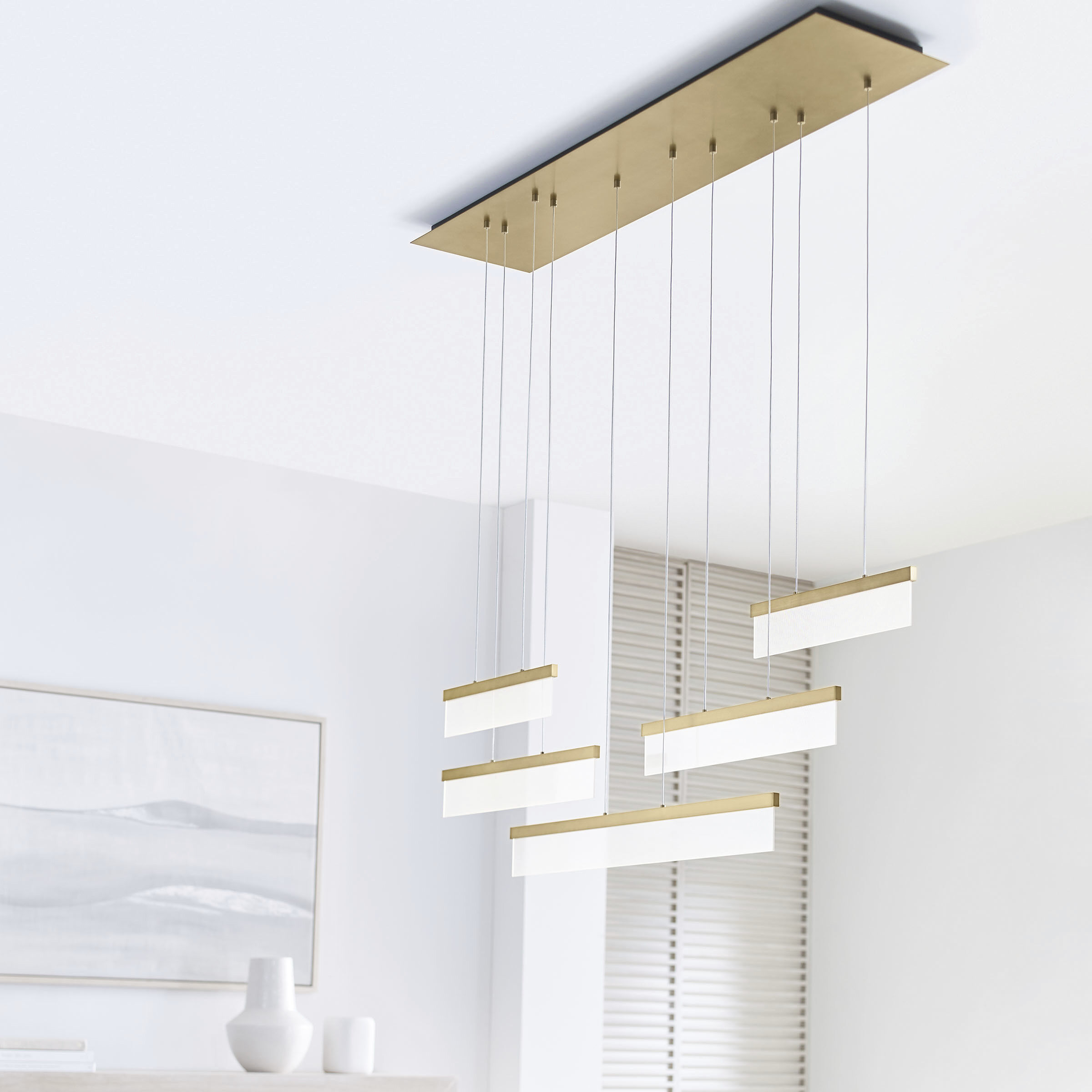 Sean Lavin Sweep LED 58 inch Aged Brass Linear Suspension Ceiling Light, Integrated LED