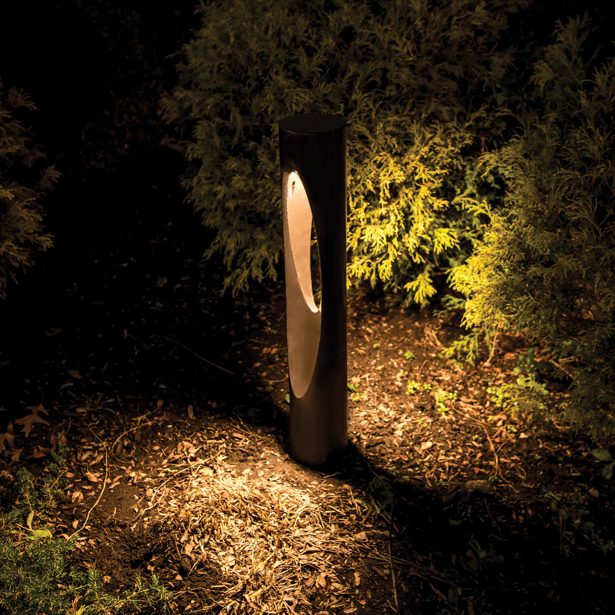 Scoop 12 5.7 watt Black Bollard Lighting in 3000K, WAC Landscape