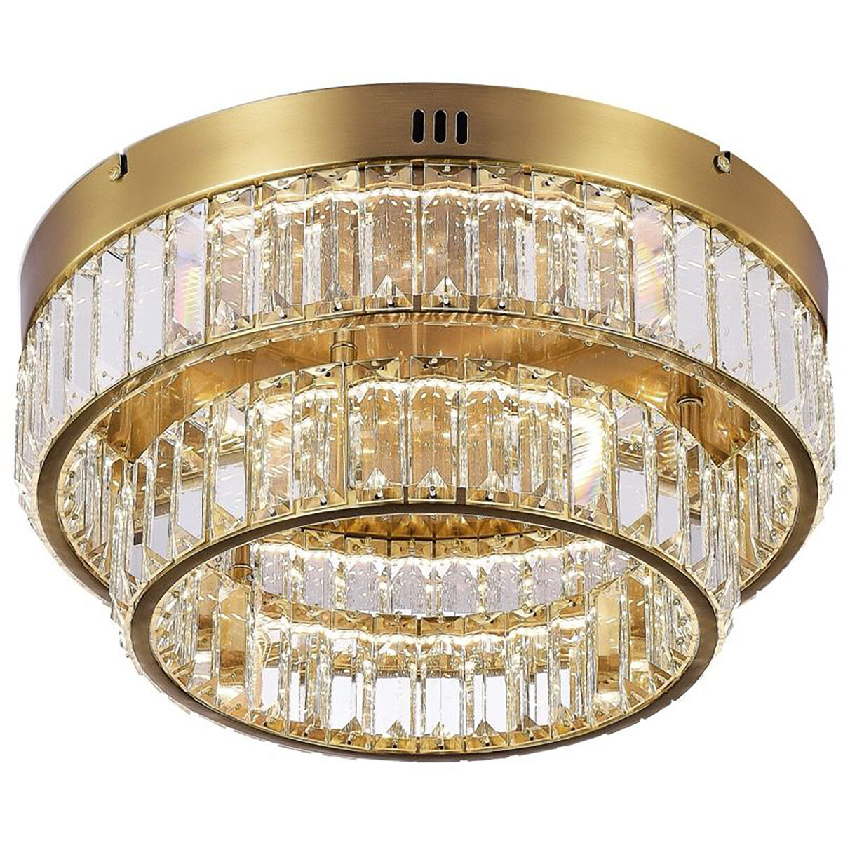 Stella LED 15.74 inch Brushed Brass Flush Mount Ceiling Light in Black and Brass