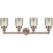 Bell 4 Light 33.5 inch Antique Copper Bath Vanity Light Wall Light in Silver Plated Mercury