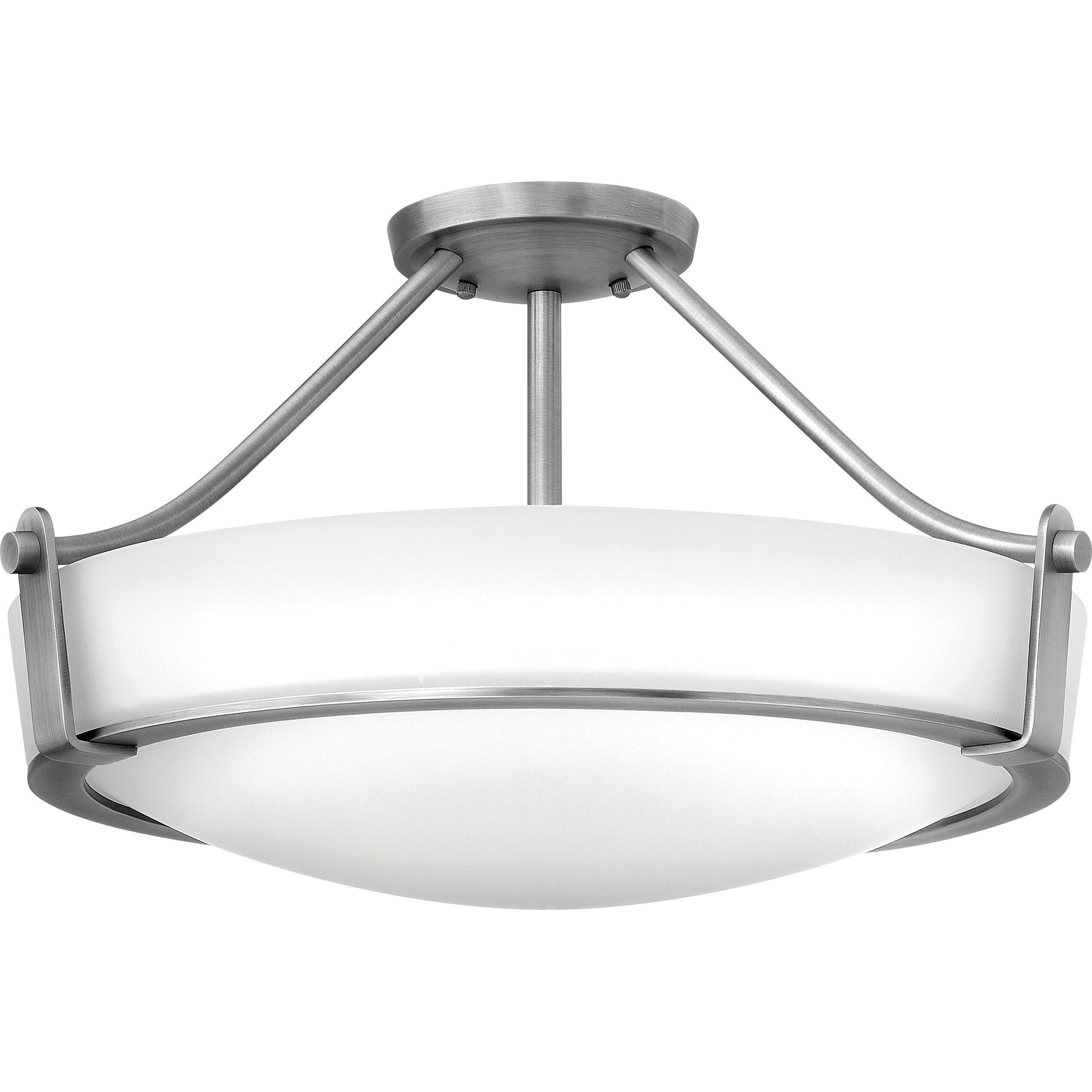 Hathaway 4 Light 20.75 inch Antique Nickel Indoor Semi-Flush Mount Ceiling Light in Etched White