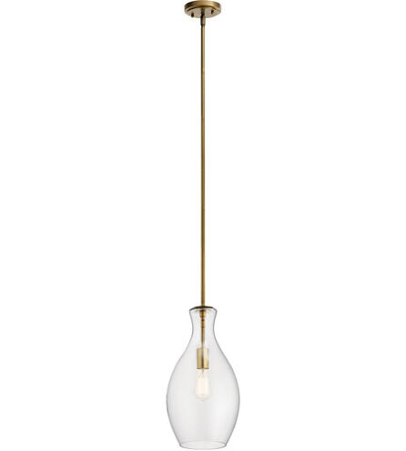 Everly 1 Light 9 inch Natural Brass Pendant Ceiling Light