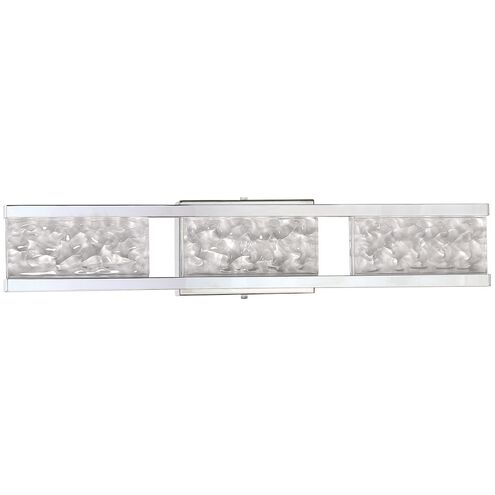 Callavio 3 Light 24 inch Chrome Vanity Light Wall Light in Frosted Fossilized Ice