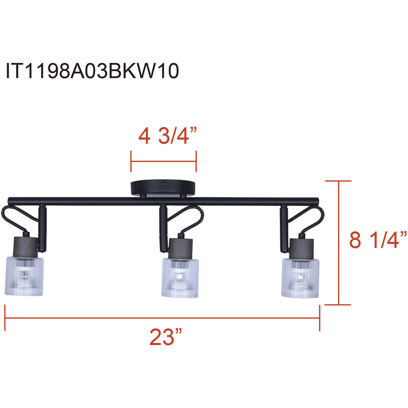 Owen 3 Light Black and Wood Track Lighting Ceiling Light