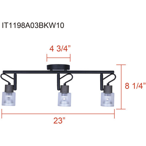 Owen 3 Light Black and Wood Track Lighting Ceiling Light