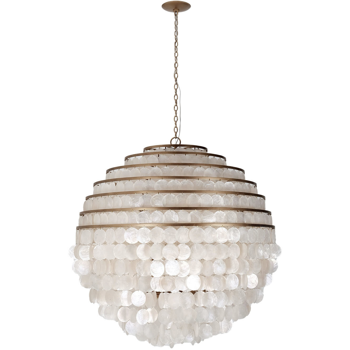 Sphere 8 Light 36 inch Pearlized Antique Brass Pendant Ceiling Light