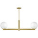 Modern 2 Light 42 inch Natural Brass Linear Chandelier Ceiling Light