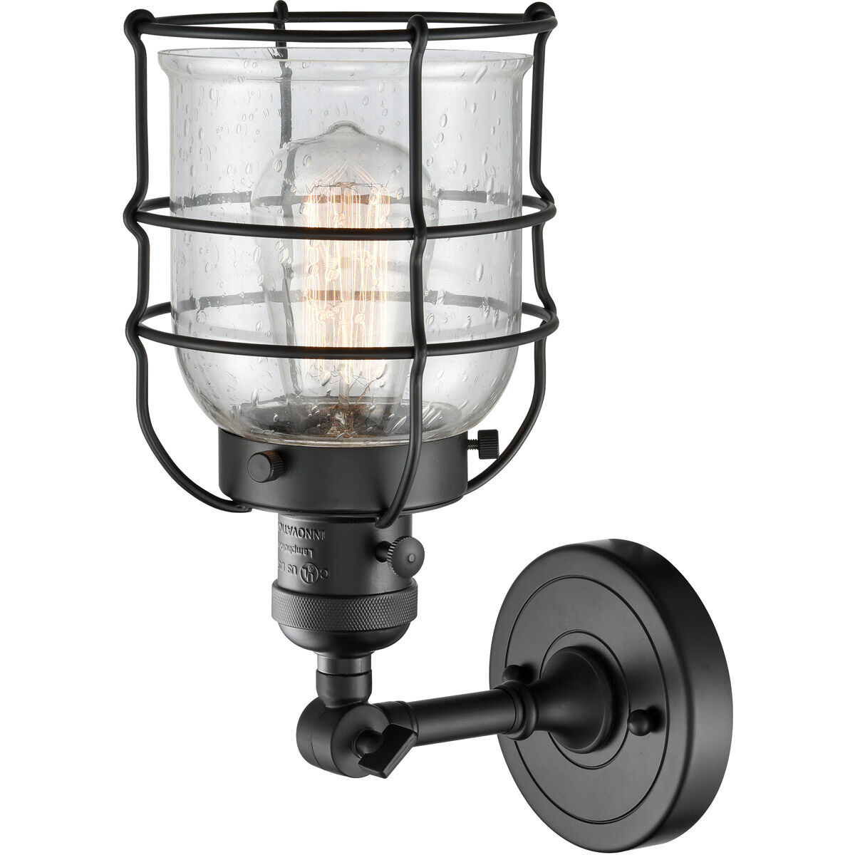 Franklin Restoration Small Bell Cage LED 6 inch Matte Black Sconce Wall Light, Franklin Restoration