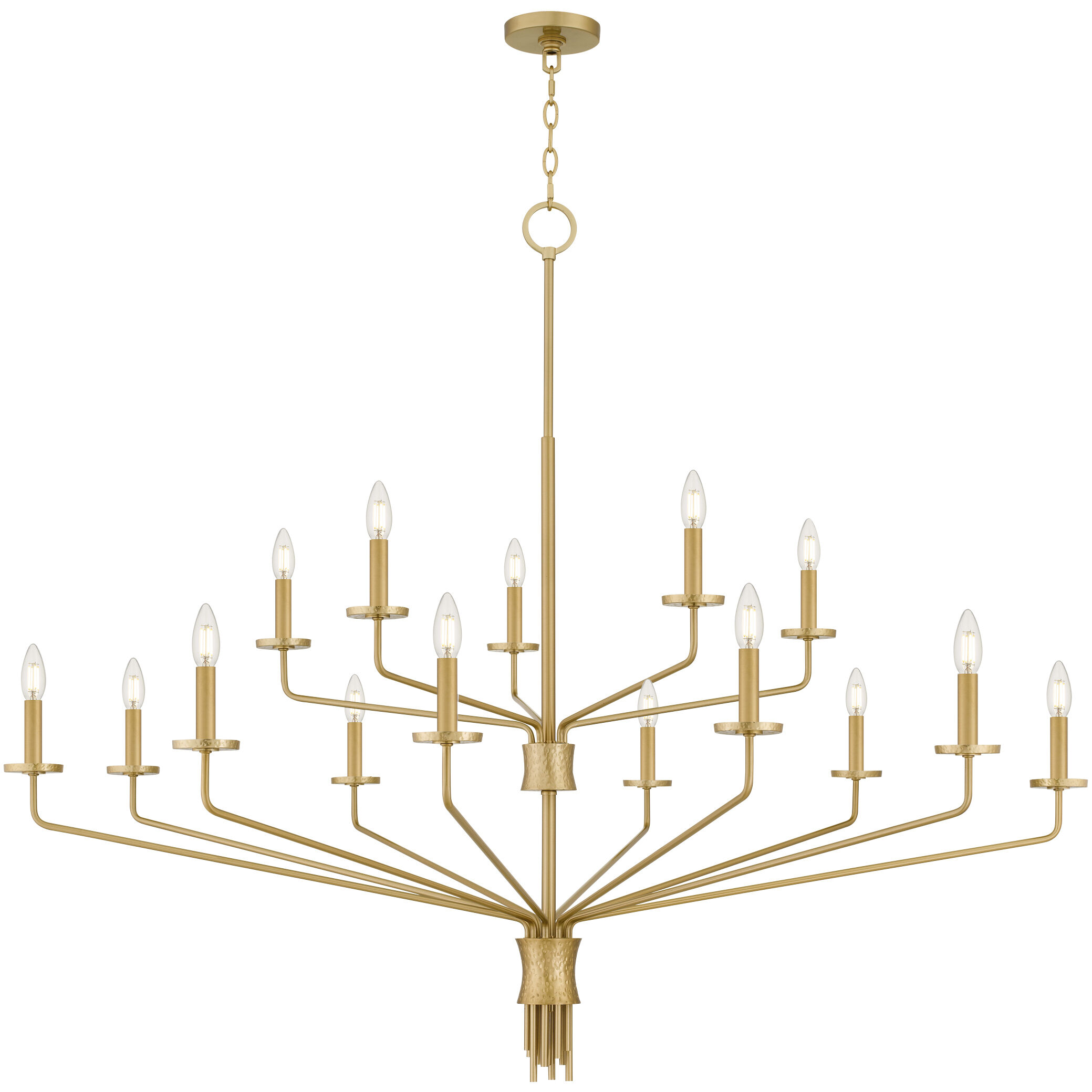 Alexander 15 Light 55 inch Brushed Gold Chandelier Ceiling Light