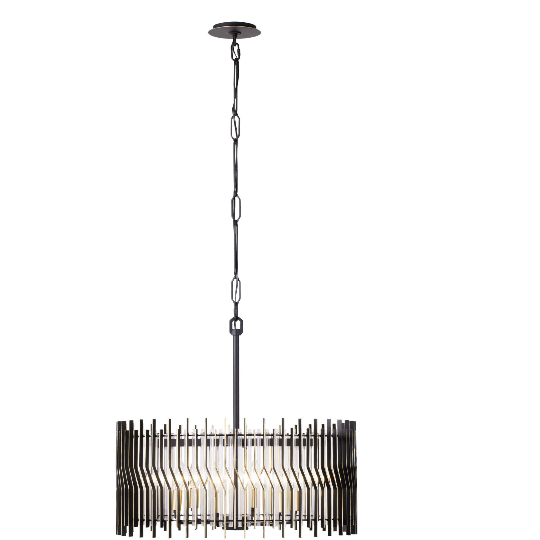 Park Row 6 Light 24 inch Matte Black and French Gold Pendant Ceiling Light, Smithsonian Collaboration
