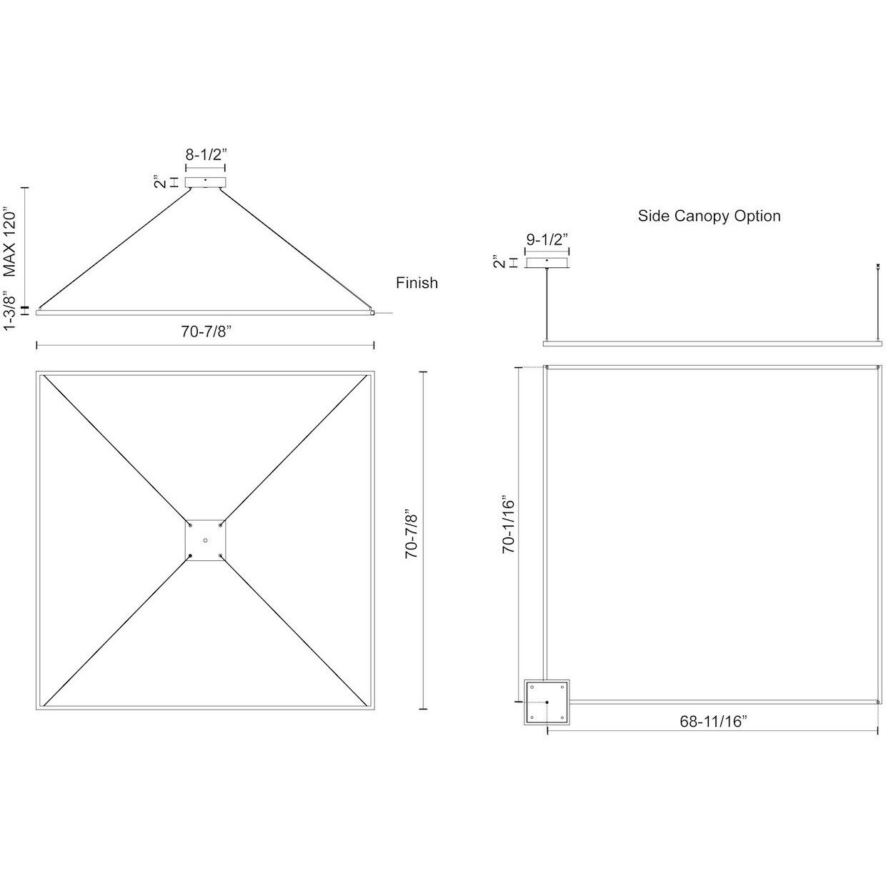 Piazza Pendant Ceiling Light in White