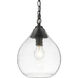 Ariella Pendant Ceiling Light in Matte Black, Clear Hammered, Small