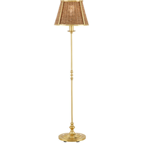 Deauville 55 inch 75 watt Polished Brass/Natural Floor Lamp Portable Light, Suzanne Duin Collection