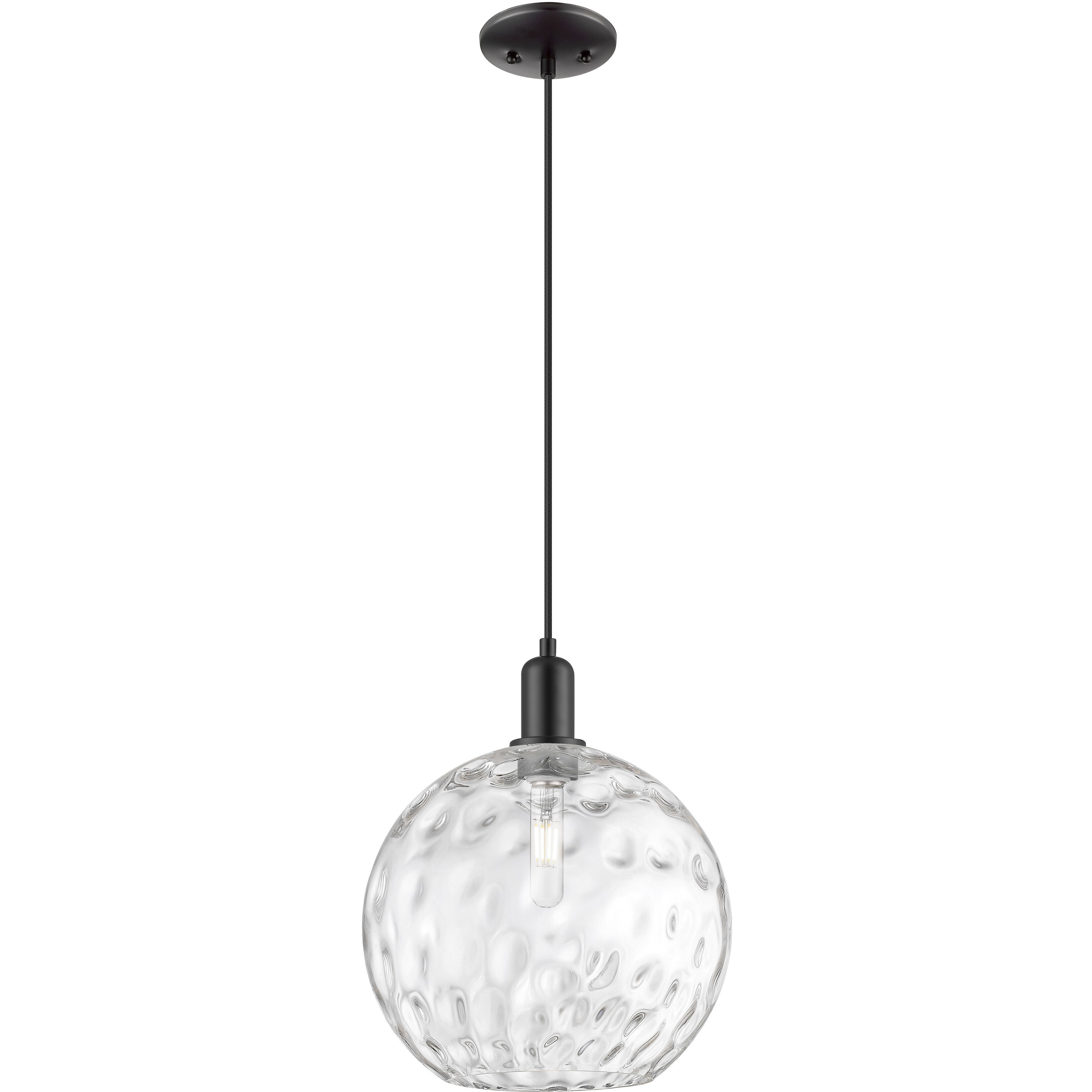 Arcadia Athens Water Glass 1 Light 12 inch Matte Black Mini Pendant Ceiling Light