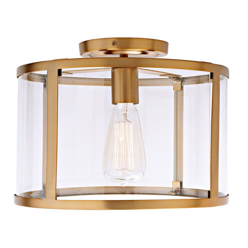 Bryant 1 Light 12 inch Satin Brass Semi-Flush Mount Ceiling Light