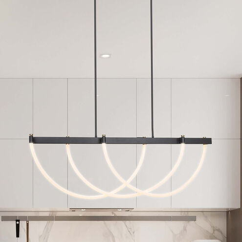 Cascata LED 45 inch Black and Brushed Brass Island Light Ceiling Light