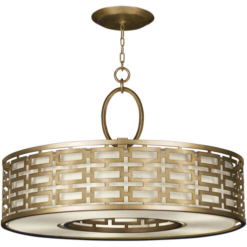 Allegretto 5 Light 40 inch Gold Pendant Ceiling Light in White Textured Linen