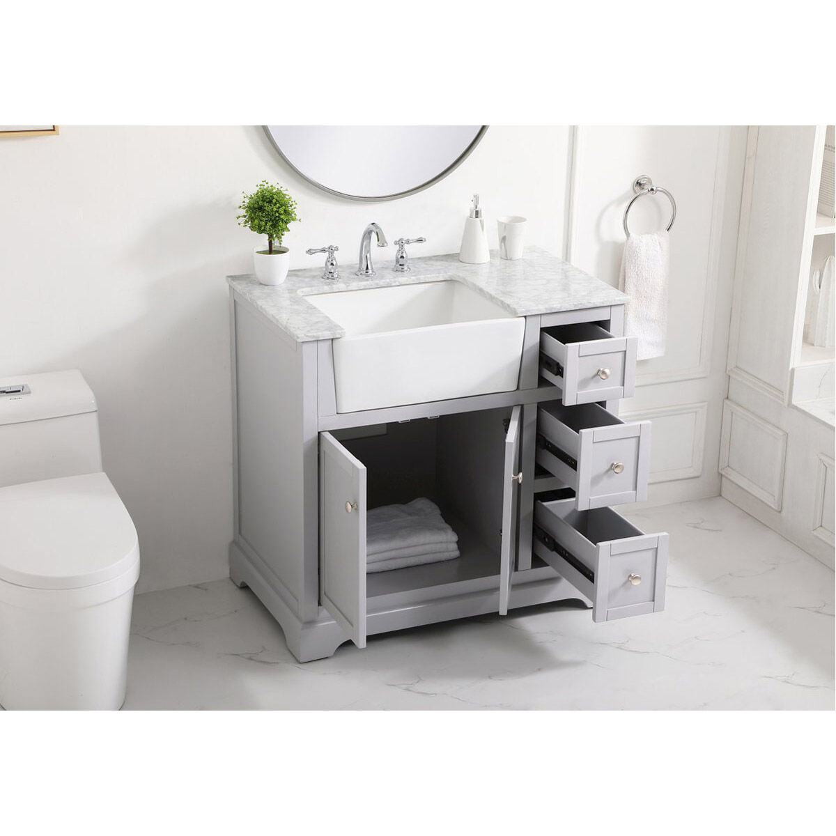 Franklin 36 X 22 X 35 inch Grey Bathroom Vanity Cabinet