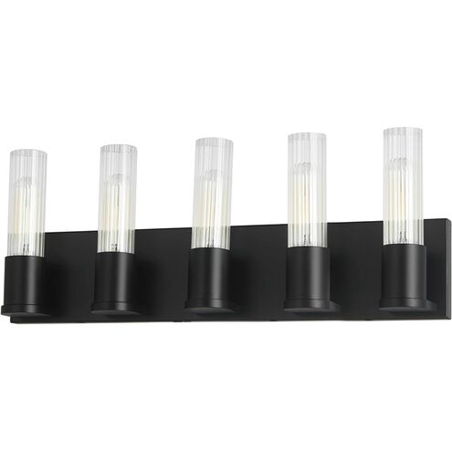 Tube 5 Light 22 inch Matte Black Vanity Light Wall Light