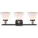 Ballston Large Cone 3 Light 26 inch Black Antique Brass Bath Vanity Light Wall Light in Matte White Glass