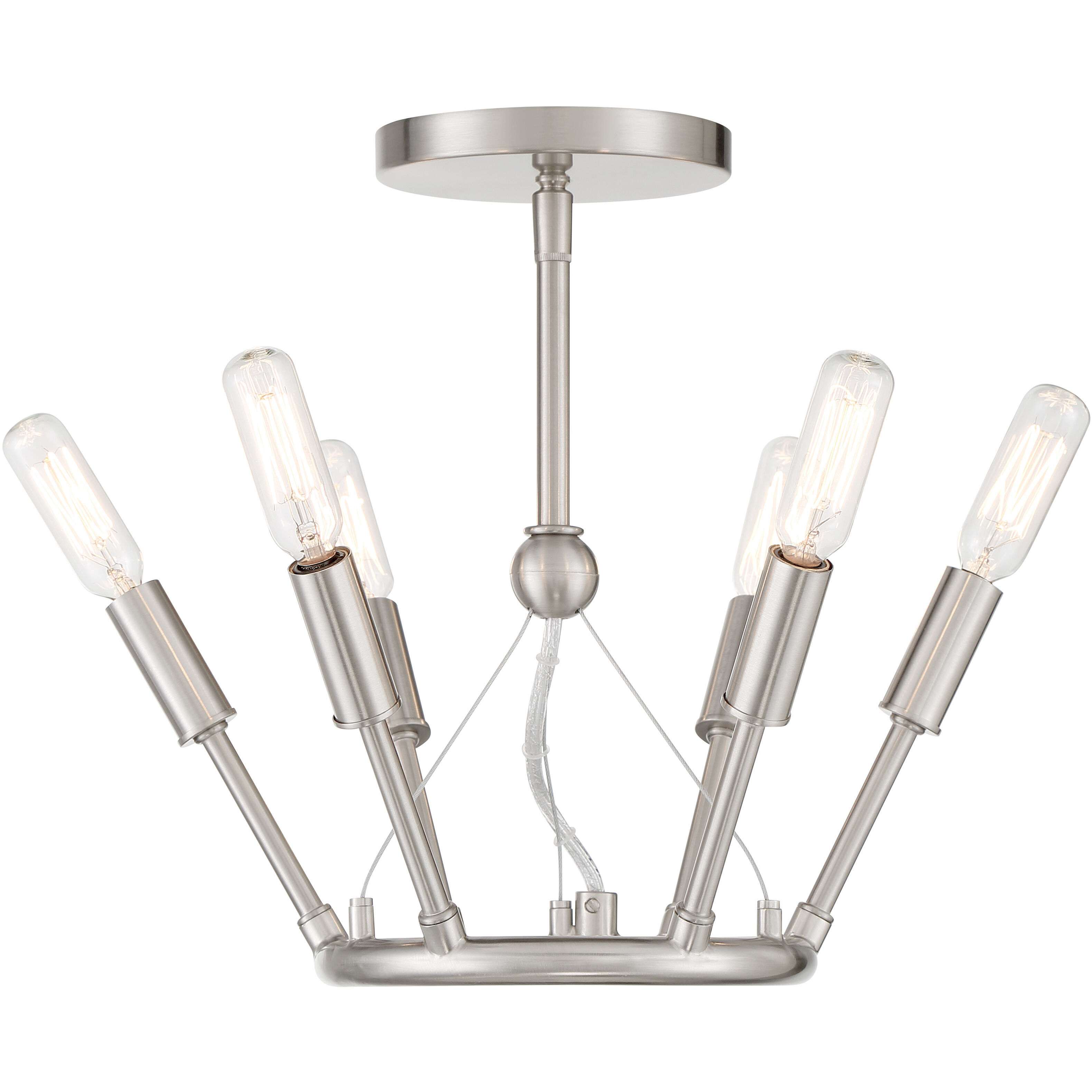 Royalty 6 Light 12.75 inch Brushed Nickel Semi Flush Ceiling Light