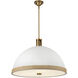 Doral 3 Light 24.25 inch Matte White and Vintage Brass Pendant Ceiling Light