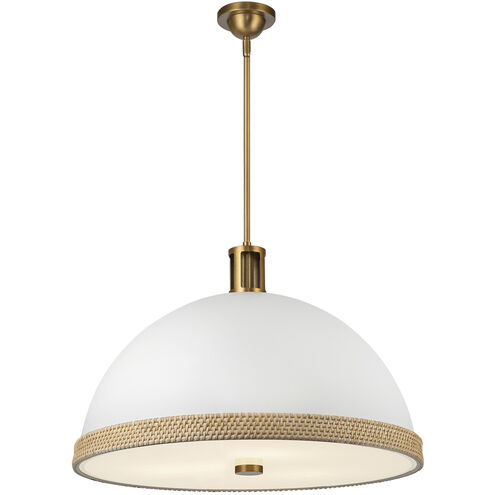 Doral 3 Light 24.25 inch Matte White and Vintage Brass Pendant Ceiling Light