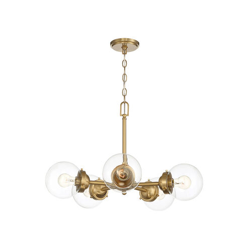 Knoll 5 Light 26 inch Brushed Gold Chandelier Ceiling Light