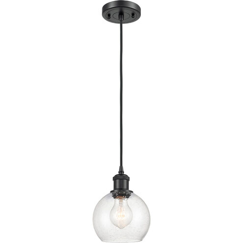 Ballston Athens 1 Light 6 inch Matte Black Mini Pendant Ceiling Light in Seedy Glass