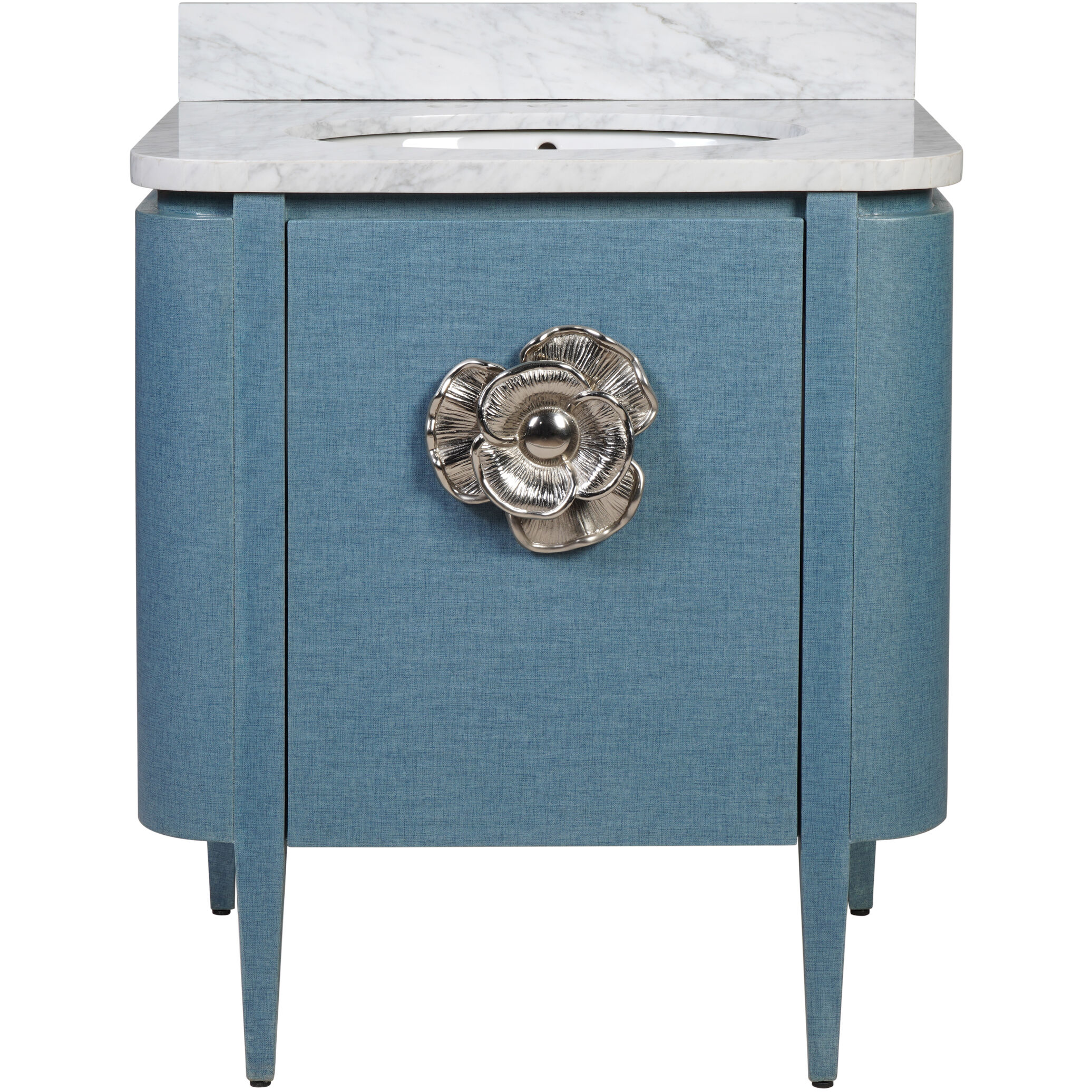 Briallen 30 X 34.25 inch Lacquered Blue Linen/Natural/White/Polished Nickel Vanity with Undermount Sink
