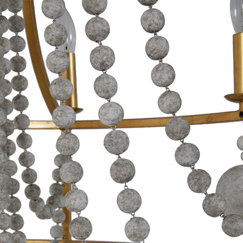 Neville 8 Light 34.75 inch Vintage Gold / Distressed Ivory Chandelier Ceiling Light