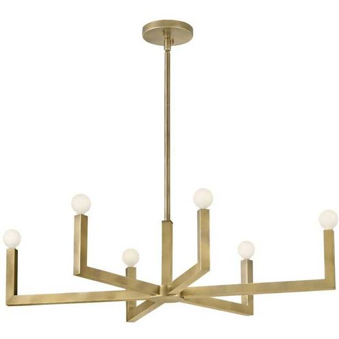 Ezra 6 Light 36 inch Heritage Brass Indoor Linear Chandelier Ceiling Light