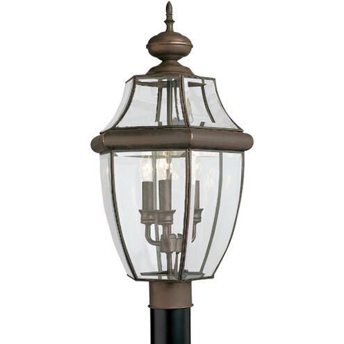 Lancaster 3 Light 24 inch Antique Bronze Outdoor Post Lantern