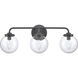 Fairbanks 3 Light 23.25 inch Matte Black Vanity Light Wall Light in Clear