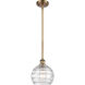 Ballston Deco Swirl 1 Light 8 inch Brushed Brass Pendant Ceiling Light, Ballston
