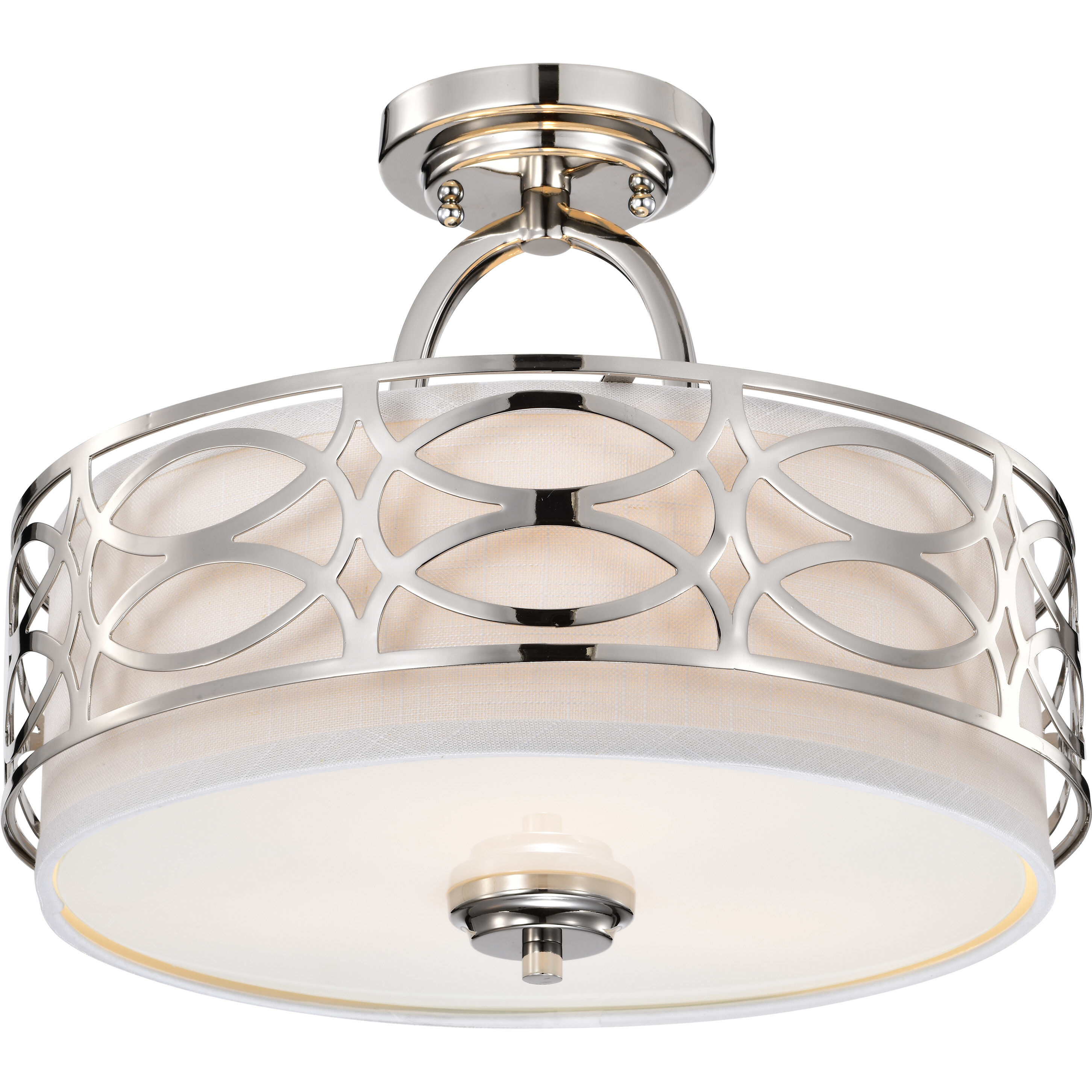 Harlow 3 Light 15 inch Polished Nickel Semi Flush Mount Ceiling Light
