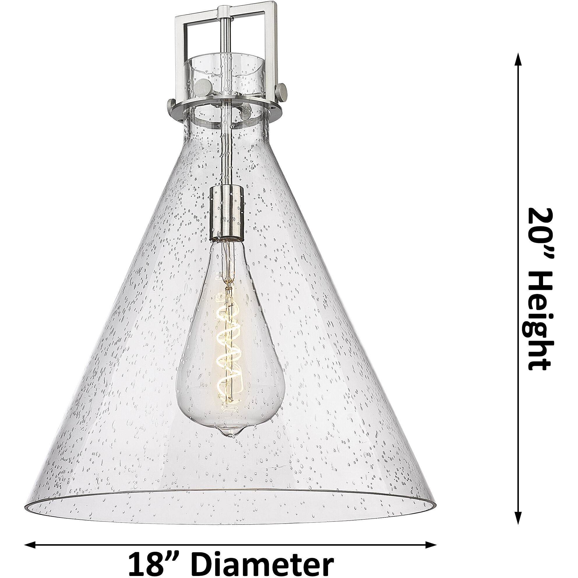 Newton Cone 1 Light 18 inch Satin Nickel Pendant Ceiling Light in Mercury Glass