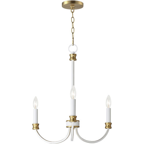 Charlton 3 Light 20 inch Weathered White and Gold Leaf Chandelier Ceiling Light