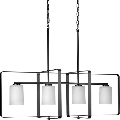 League 4 Light 40 inch Matte Black Island Chandelier Ceiling Light